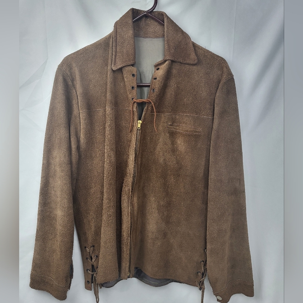 Brown Suede Jacket with Lace-Up Sides